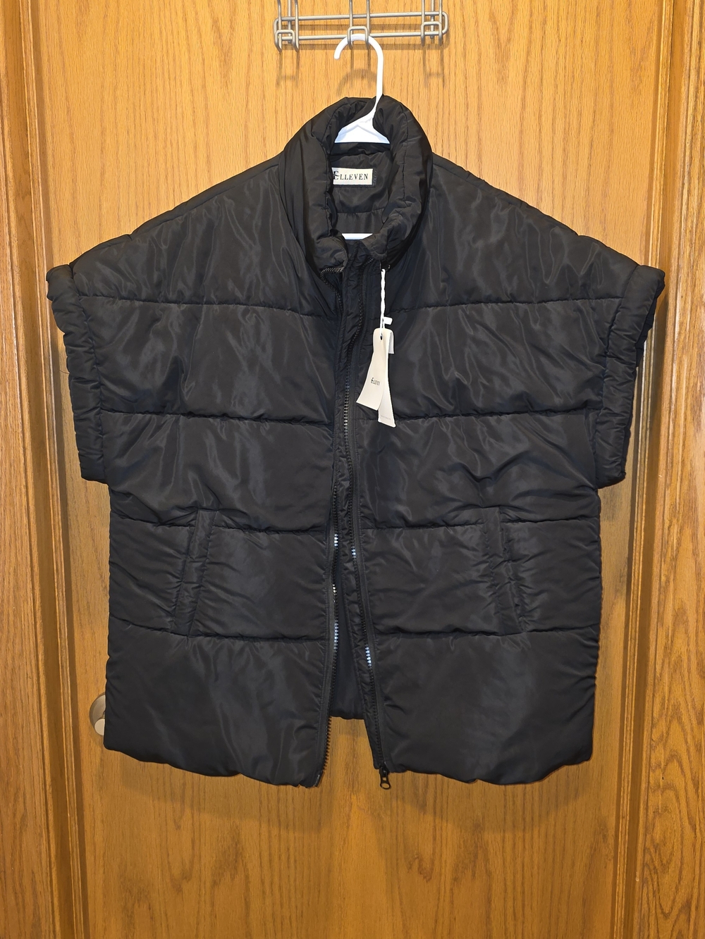Black Short-Sleeve Puffer Vest
